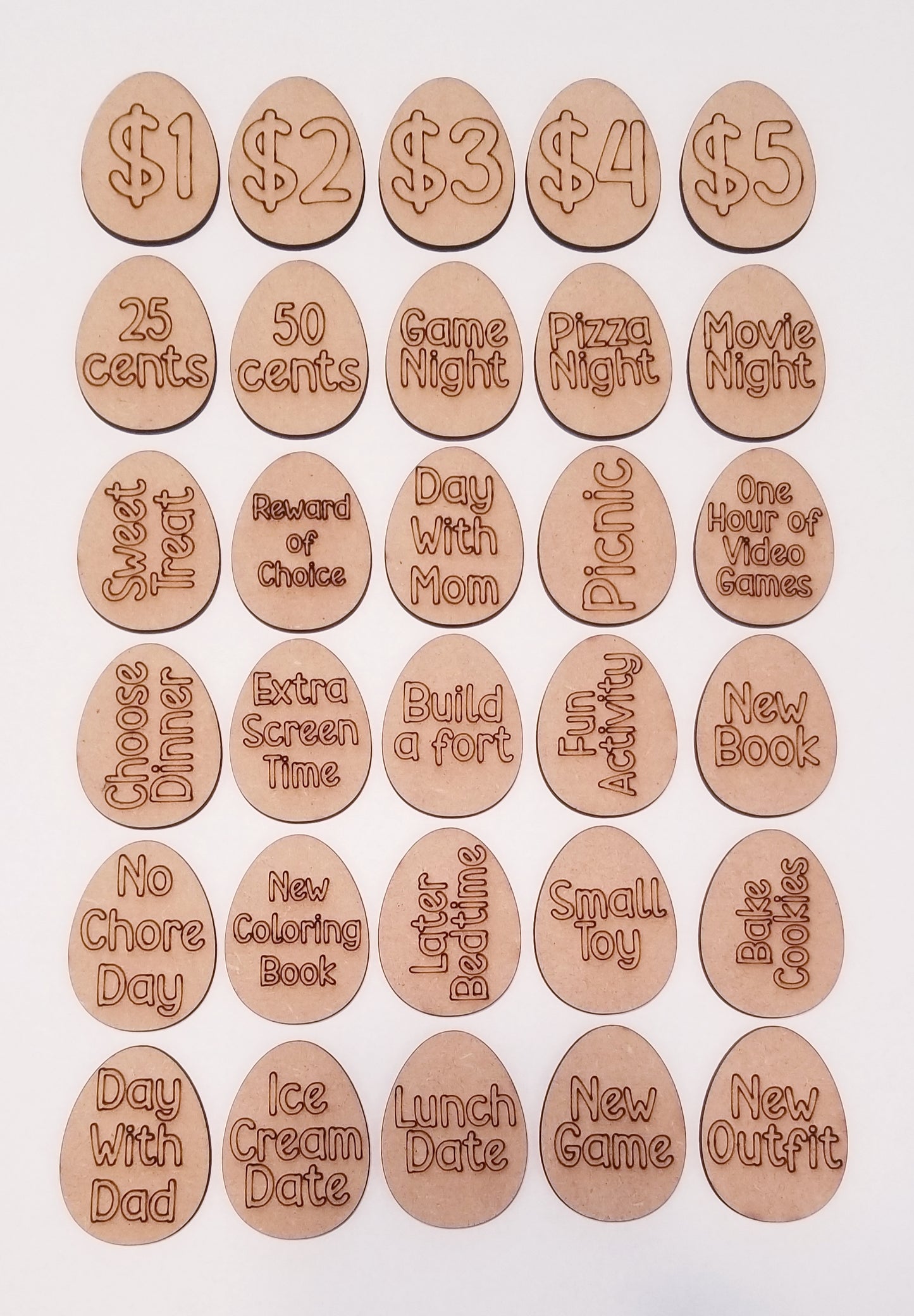 Easter Egg Tokens 30ct with Gift Bag | Real Wood
