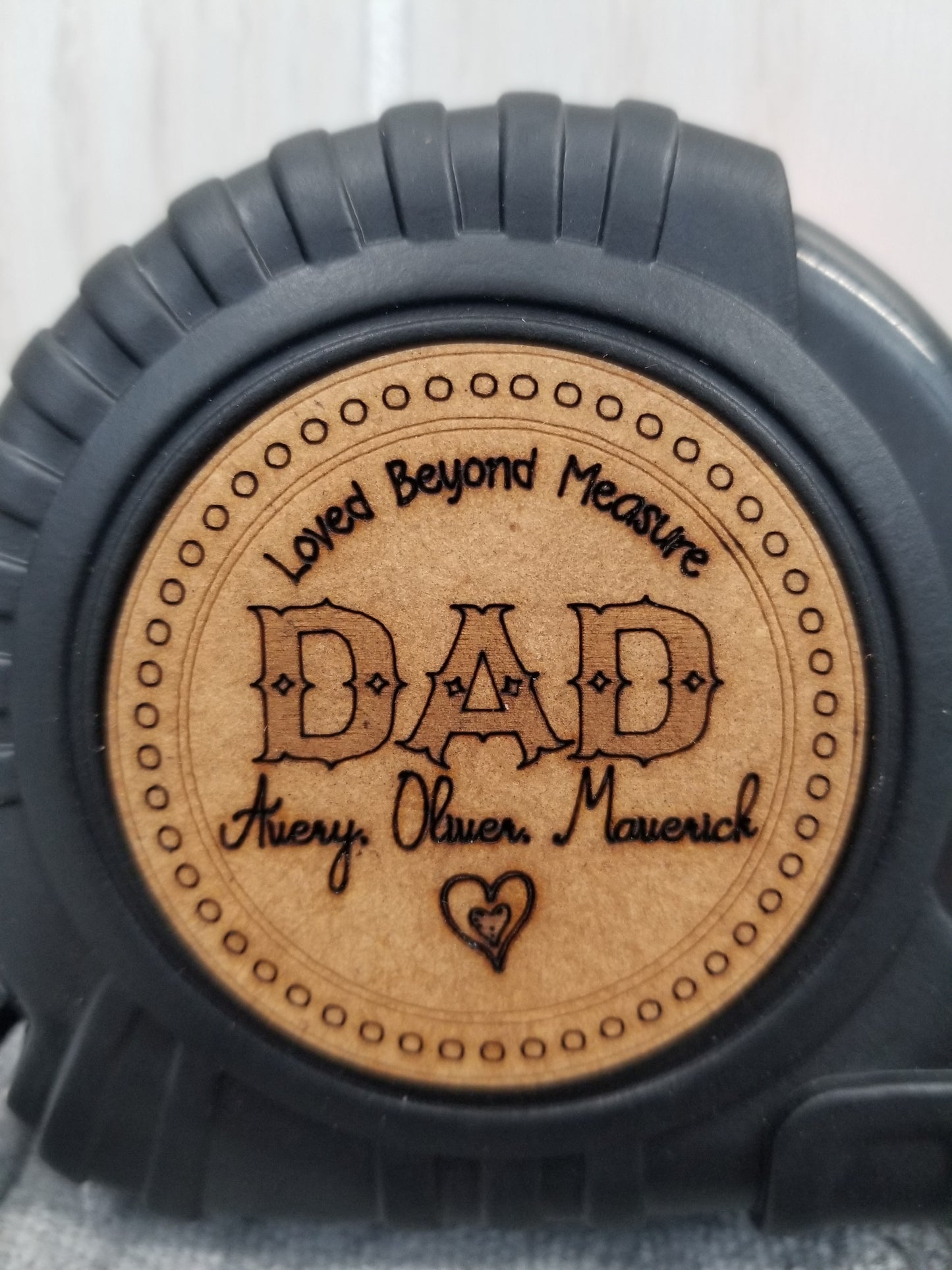 Custom Tape Measure | REAL Wood | 1-6 Names | Personalized Tape Measure with Custom Kids Names | Loved Beyond Measure | Gift for Dad |