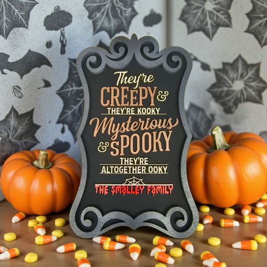 Personalized Pop Culture Gothic Family Sign – Creepy & Kooky Handcrafted Plaque