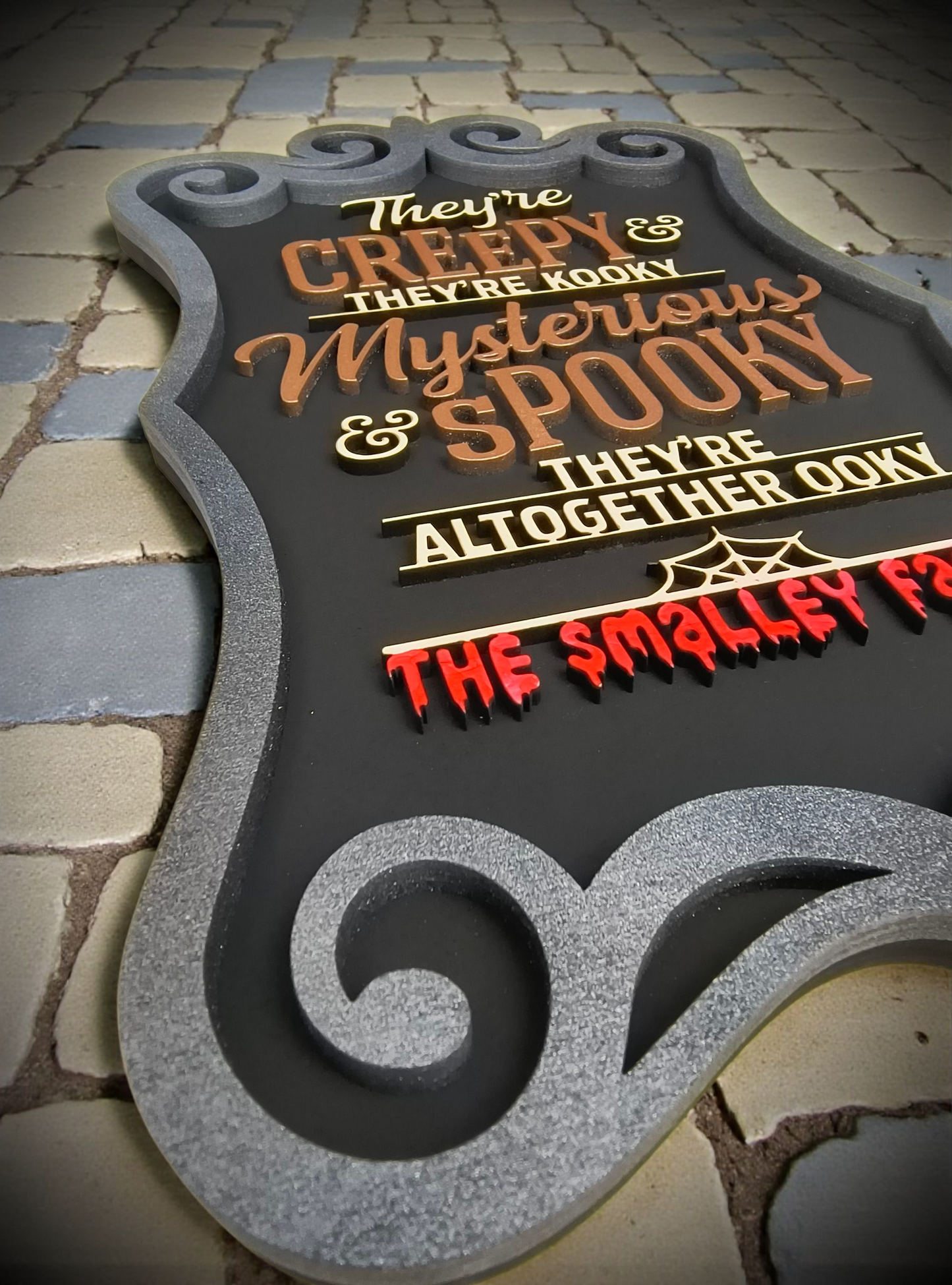 Personalized Pop Culture Gothic Family Sign – Creepy & Kooky Handcrafted Plaque