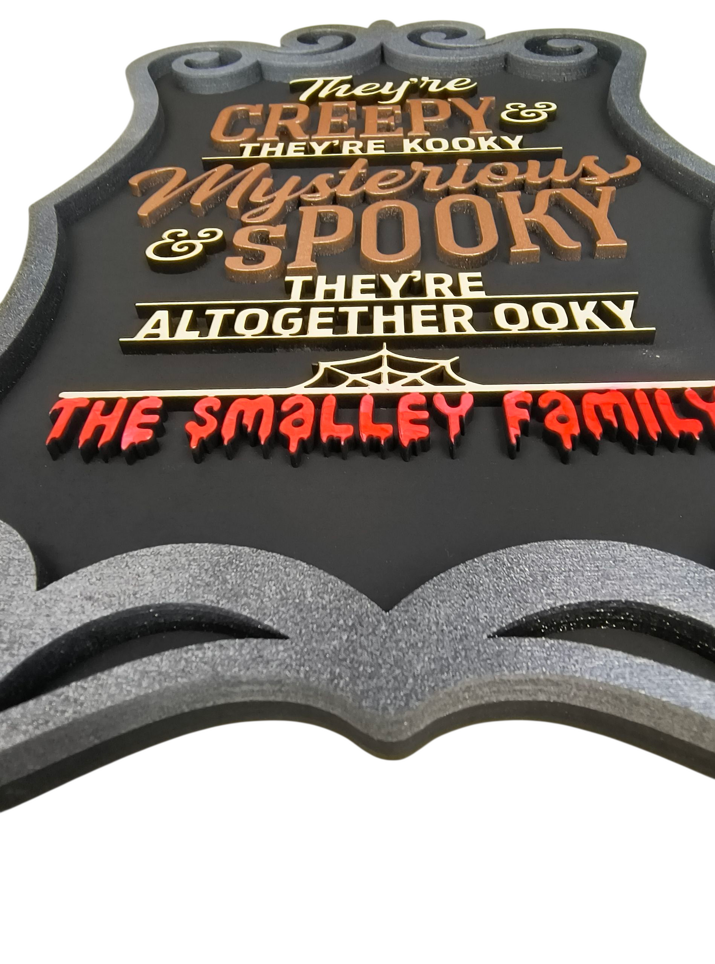 Personalized Pop Culture Gothic Family Sign – Creepy & Kooky Handcrafted Plaque