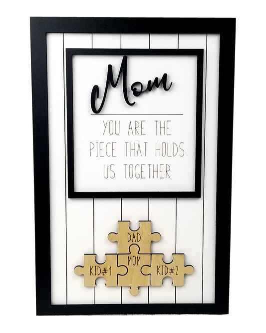 Gift for Mom | Personalized Mom Puzzle Sign with Custom Kids Names | Add 1-8 Child Names | Mother's Day Gift